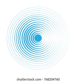 Blue Water Rings. Sound Circle Wave Effect Vector.