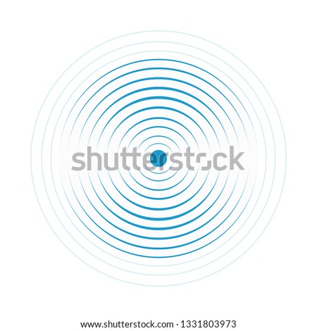 Blue Water rings. Sound circle wave effect vector.