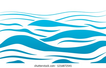 Blue water sea waves abstract vector background. Water wave curve background, line ocean banner illustration for your web design.