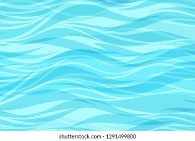 Blue water sea waves abstract vector background. Water wave curve background, line ocean banner illustration