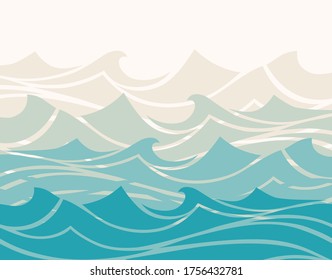 Blue water sea waves abstract vector background.