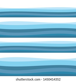 Blue water sea waves. Water wave curve background