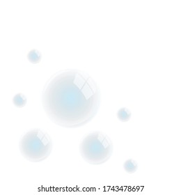 Blue water soap bubble element design vector isolated on white background