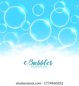 blue water or soap floating bubbles background design