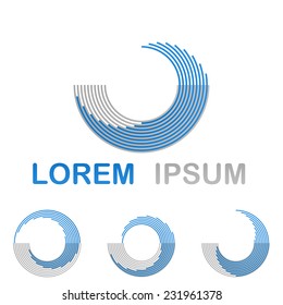 Blue water, spa, health and wellness symbol design set