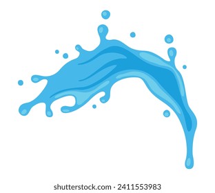 Blue Water Splash as Aqua Motion with Drops Vector Illustration