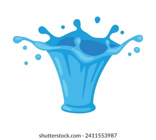 Blue Water Splash as Aqua Motion with Drops Vector Illustration