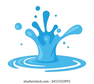 Blue Water Splash as Aqua Motion with Drops Vector Illustration