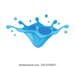 Blue Water Splash as Aqua Motion with Drops Vector Illustration