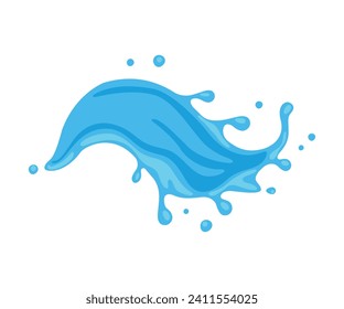 Blue Water Splash as Aqua Motion with Drops Vector Illustration