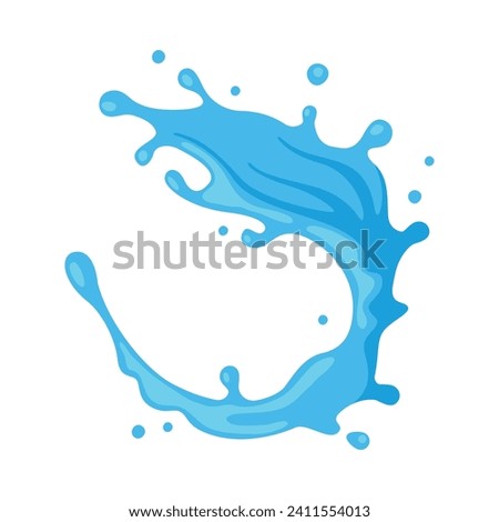 Blue Water Splash as Aqua Motion with Drops Vector Illustration