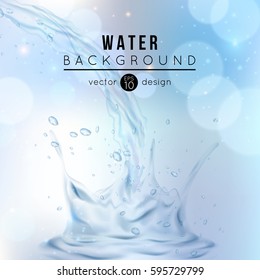 Blue water splash background, vector illustration