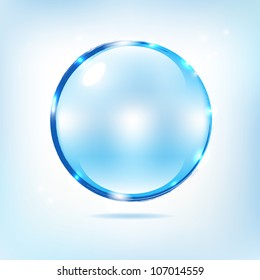 Blue Water Splash Ball, Abstract Background, Vector Illustration