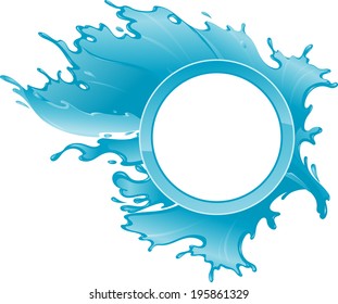 Blue Water Splash with blank copy space