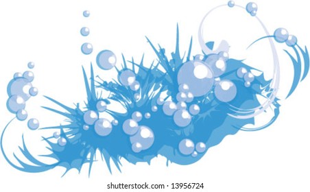 blue water splash with bubbles vector illustration - Vector