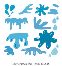 blue water splash illustration of various types