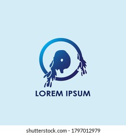 Blue Water Splash Initial Letter O Logo Symbol Vector Template Design.