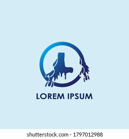 Blue Water Splash Initial Letter L Logo Icon Vector Template Design.