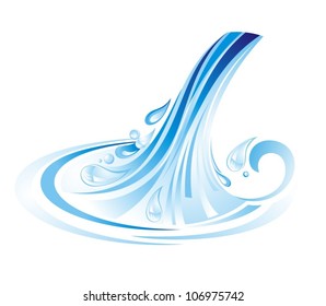 Blue water splash isolated on white background