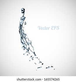 Blue water splash isolated on white background, vector illustration