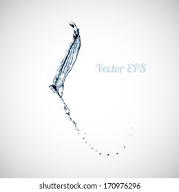Blue water splash isolated on white background, vector illustration