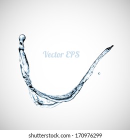 Blue water splash isolated on white background, vector illustration