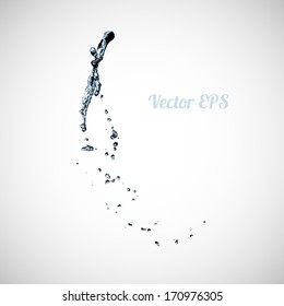 Blue water splash isolated on white background, vector illustration