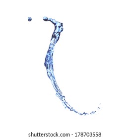 Blue water splash isolated on white, vector background