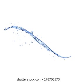 Blue water splash isolated on white, vector background