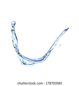 Blue water splash isolated on white, vector background