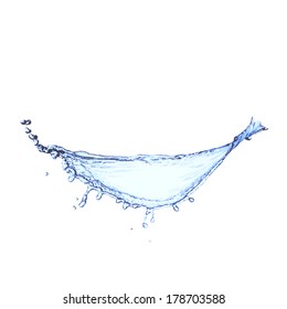 Blue water splash isolated on white, vector background