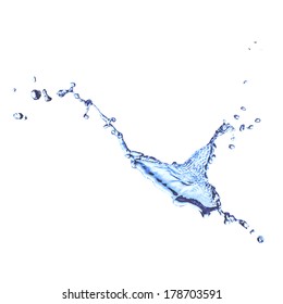 Blue water splash isolated on white, vector background