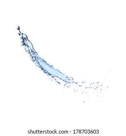 Blue water splash isolated on white, vector background