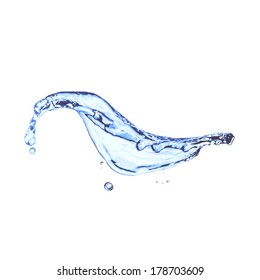 Blue water splash isolated on white, vector background