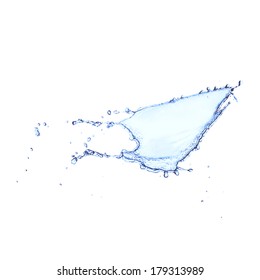 Blue water splash isolated on white, vector background