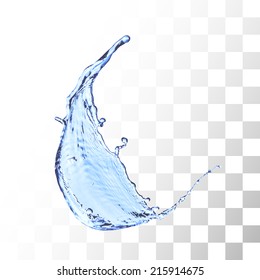 Blue water splash isolated on white, vector background