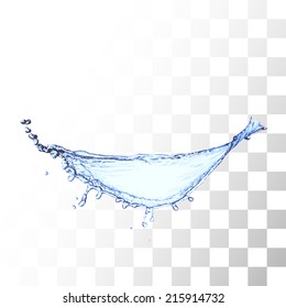 Blue water splash isolated on white, vector background