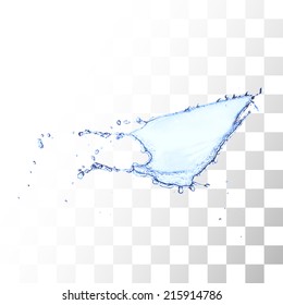 Blue water splash isolated on white, vector background