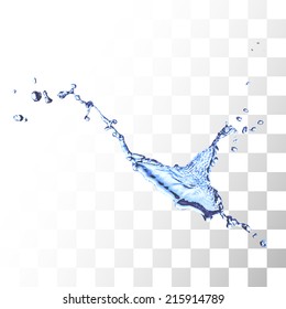 Blue water splash isolated on white, vector background