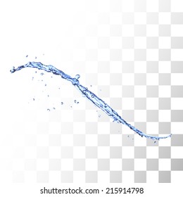 Blue water splash isolated on white, vector background