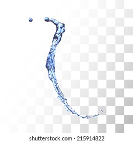 Blue water splash isolated on white, vector background