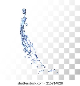 Blue water splash isolated on white, vector background