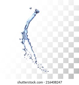 Blue water splash isolated on white, vector background