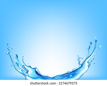 Blue Water Splash Isolated On Gradient Background. EPS10 Vector
