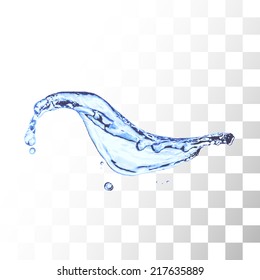 Blue water splash isolated on white, vector background