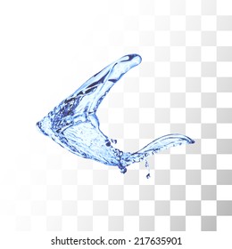 Blue water splash isolated on white, vector background