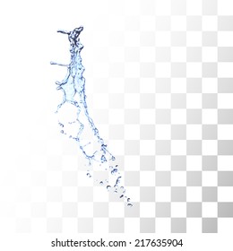 Blue water splash isolated on white, vector background