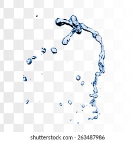 Blue water splash isolated on white background, vector 