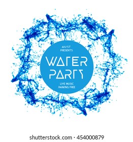 Blue water splash isolated on white