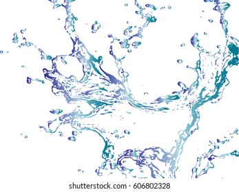 blue water splash isolated on white background
